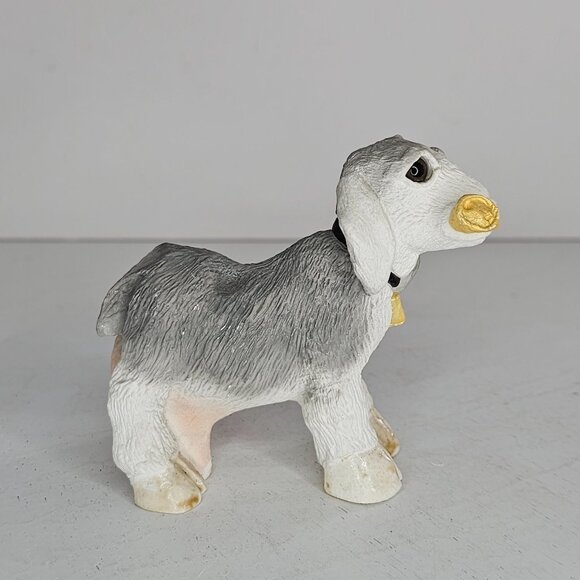 Stone Critters Goat Figurine Eating Can Bell 1984 Vintage Farm Animal Gray White - Picture 8 of 8